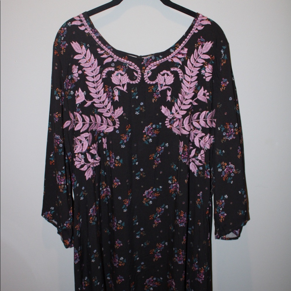 Floral embroidered baby doll dress